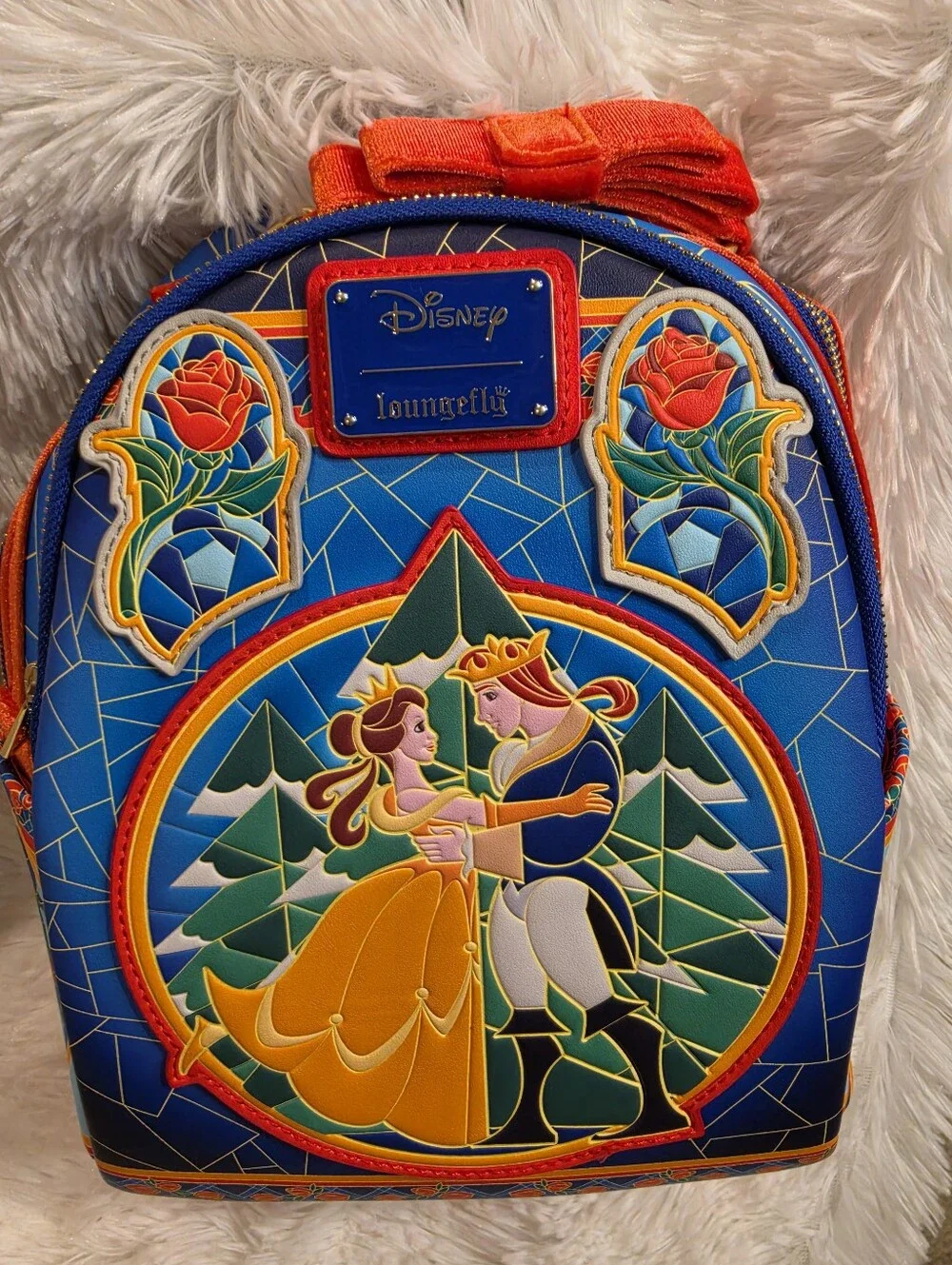 Loungefly Beauty and the Beast Stained Glass backpack & Wallet Set